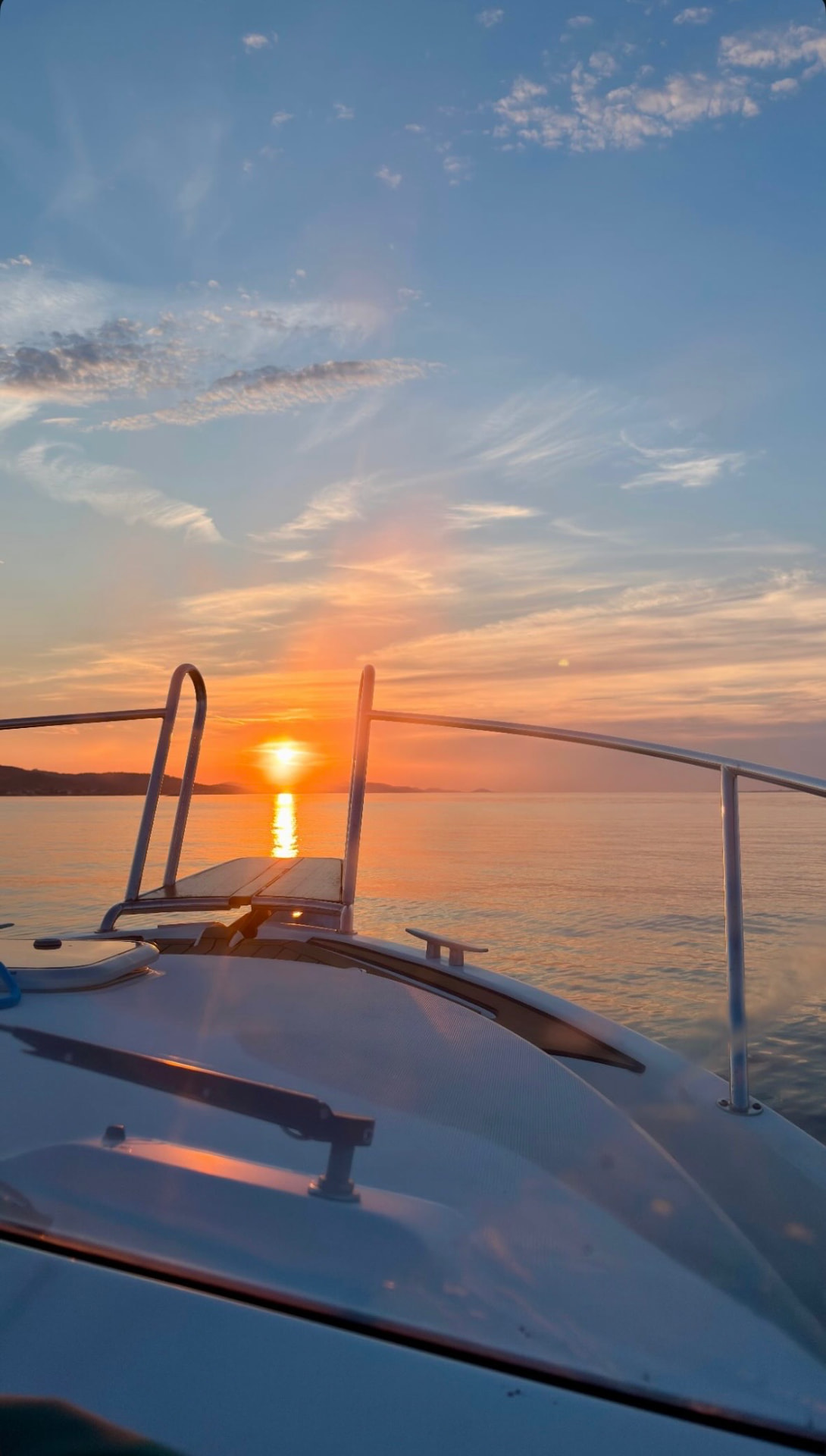 Sunset over the Adriatic seen from the bow